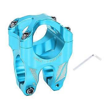 Attacco manubrio per mountain bike in lega di alluminio CNC leggero 0 gradi Manubrio corto per ciclismo in discesa blu