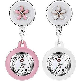 Nurse Watch, Retractable Clip-on Hanging Lapel Watches, Silicone Cover Nurse Fob Watch With Brooch, Nurses Fob Watches