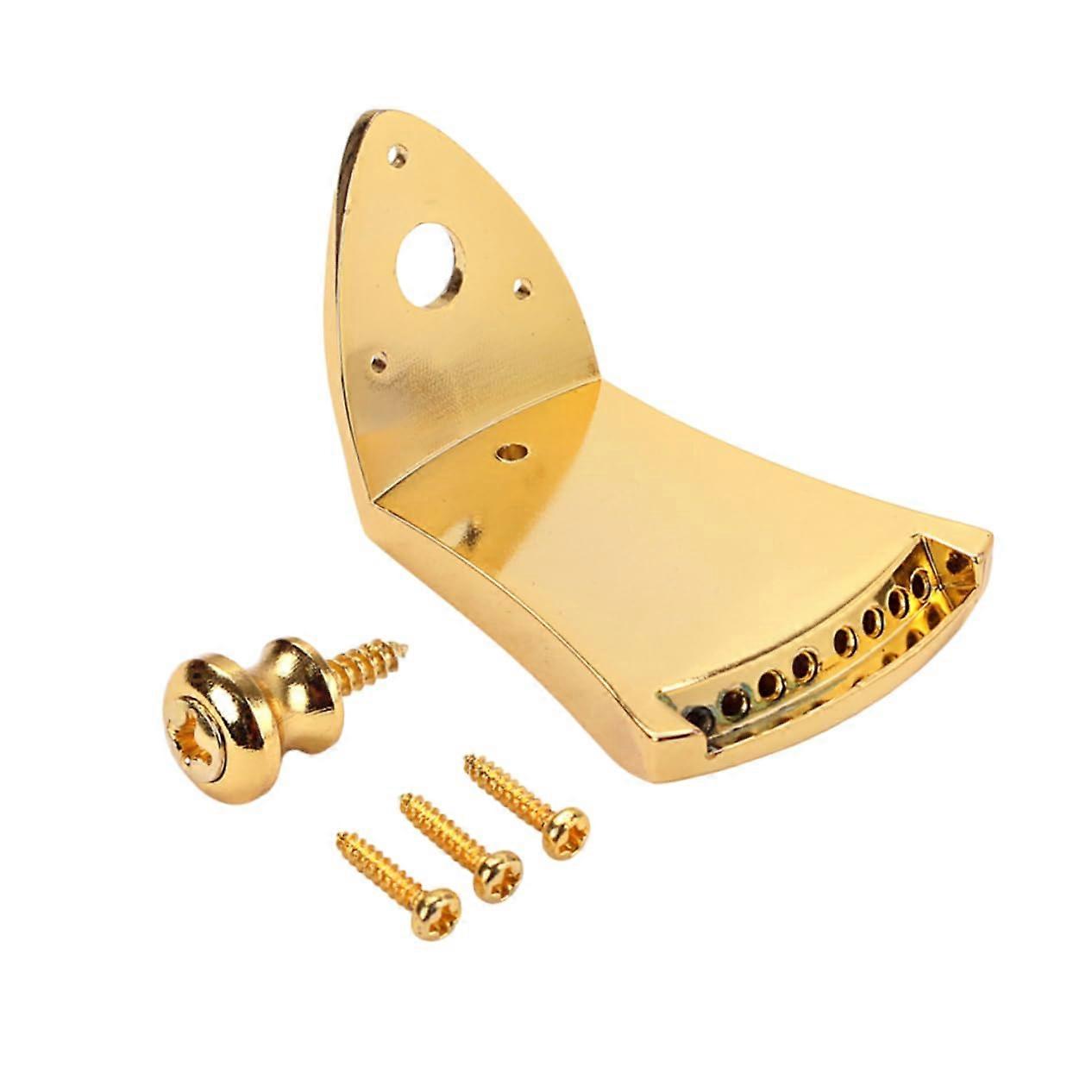 Gold Mandolin Tailpiece with Screws for Arched Mandolin, Fast String Changes and Secure Anchoring