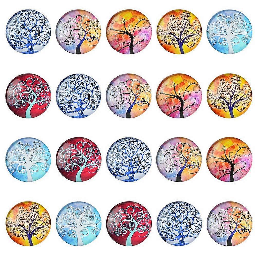 20pcs Half Round/Dome Tree Pattern Glass Flatback Cabochons for Projects Mixed color 25x6mm