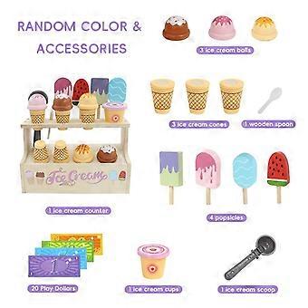 Spielzeug-Eisdielen-Set – Stapelbare Bausteine, Sortierspielzeug aus Holz für Kinder inklusive Eistüten, Löffeln und Toppings – Perfekt für Vorschulkinder