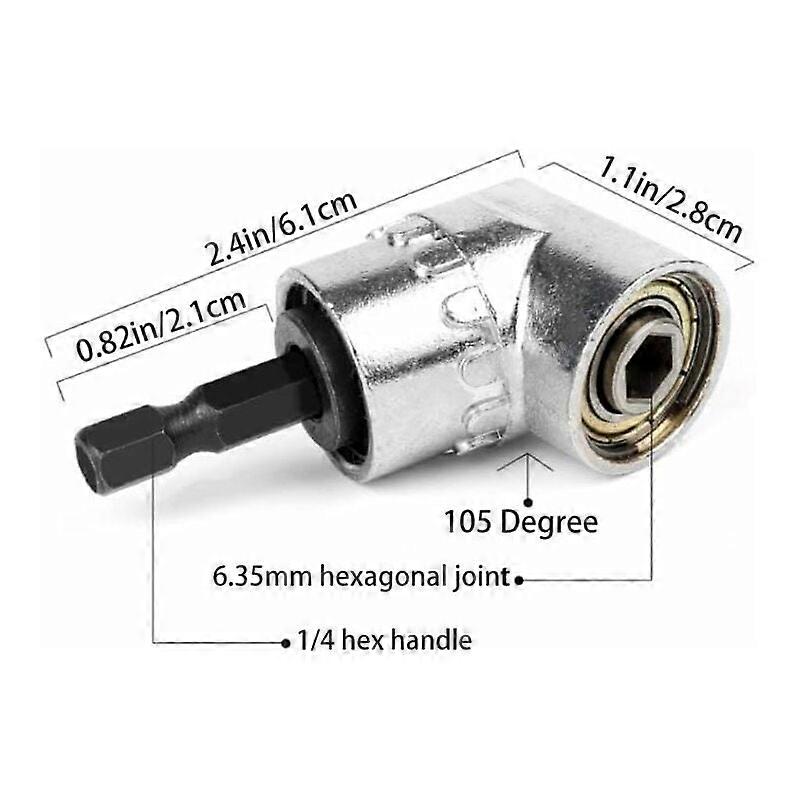 Right Angle Drill Bit Socket Adapter 1/2" 3/8" 1/4" Angle Drive Kit 105 Degree