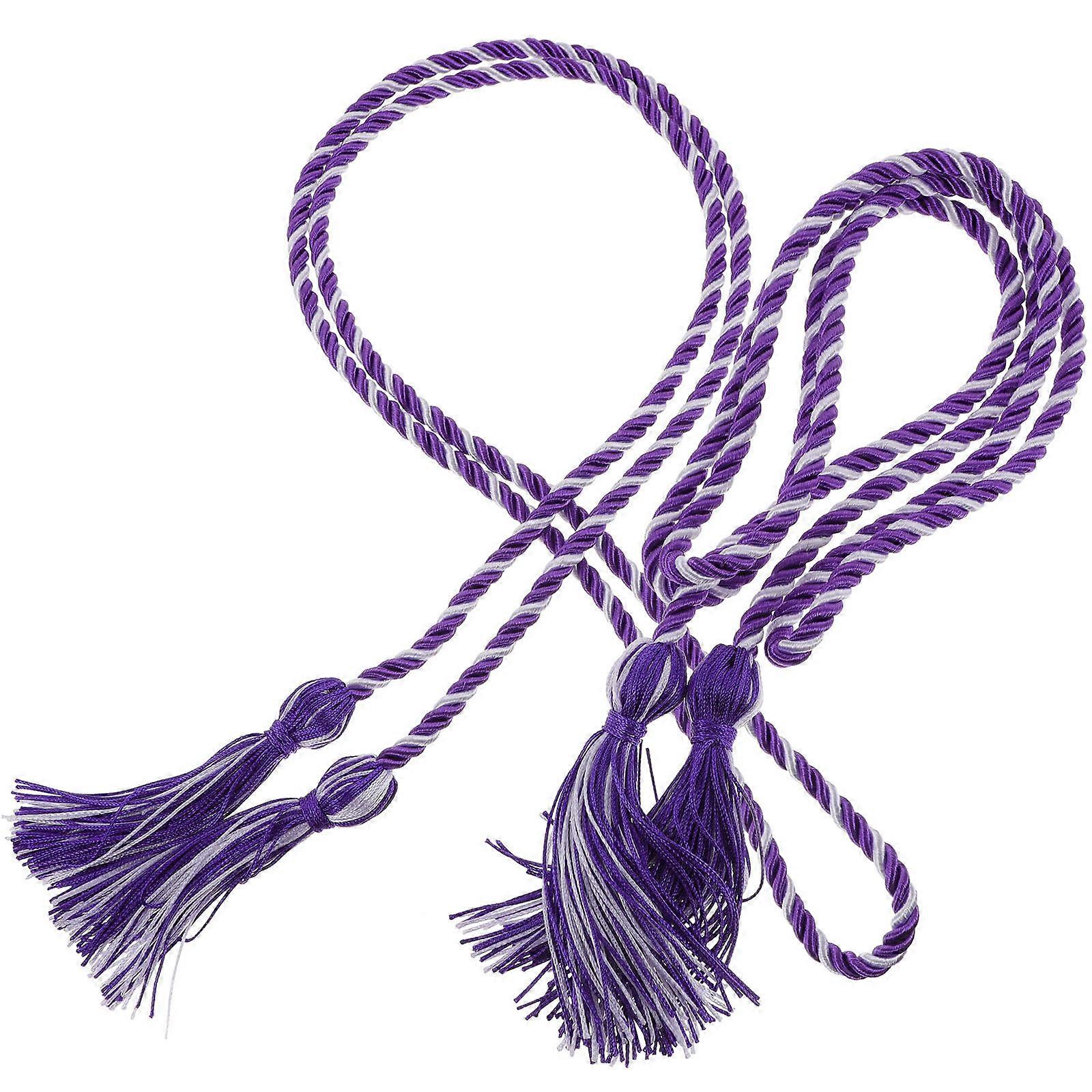 2Pcs Purple Braided Graduation Cord for Decor Polyester Material