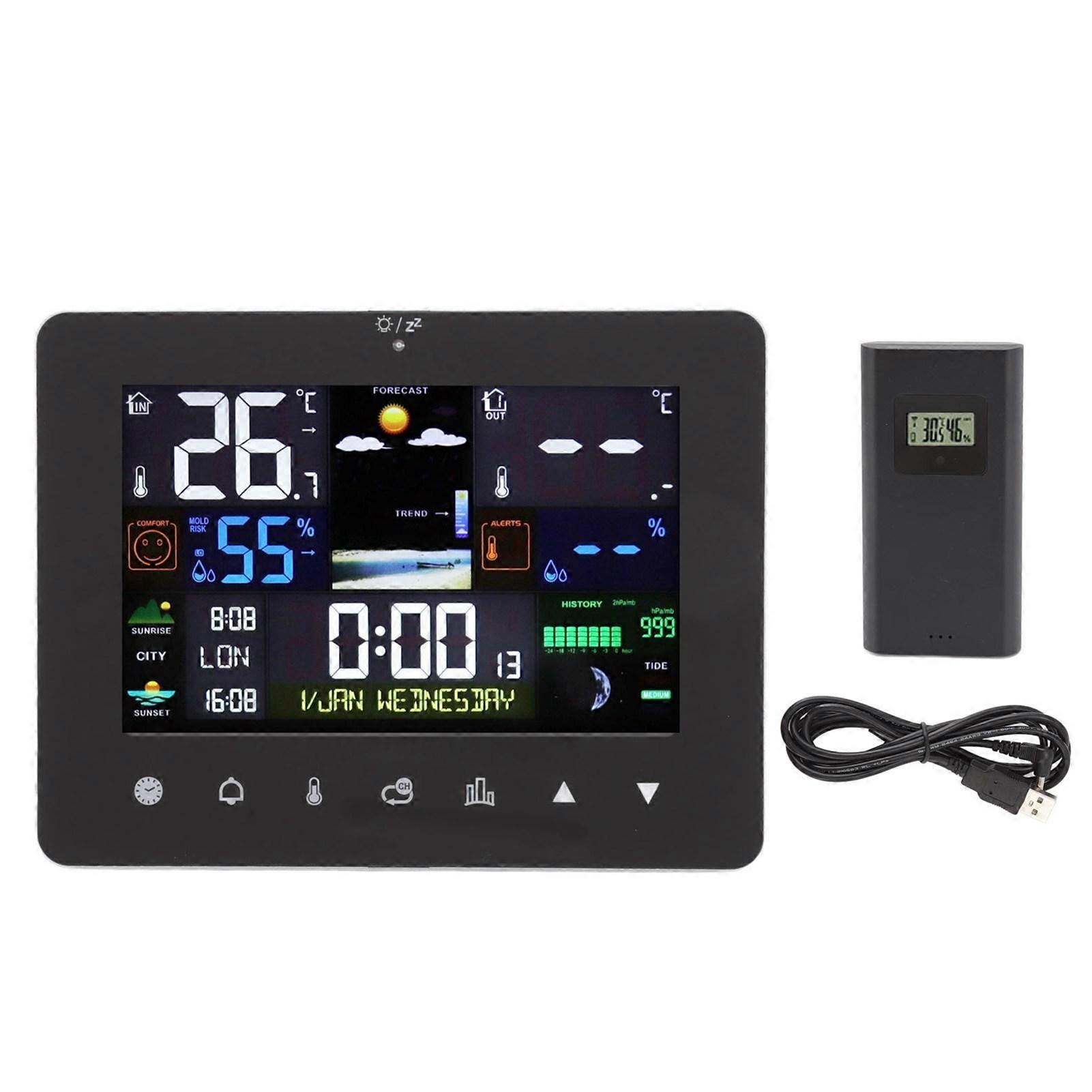Weather Clock Humidity Temperature Sensor Meter Thermometer for Home Office