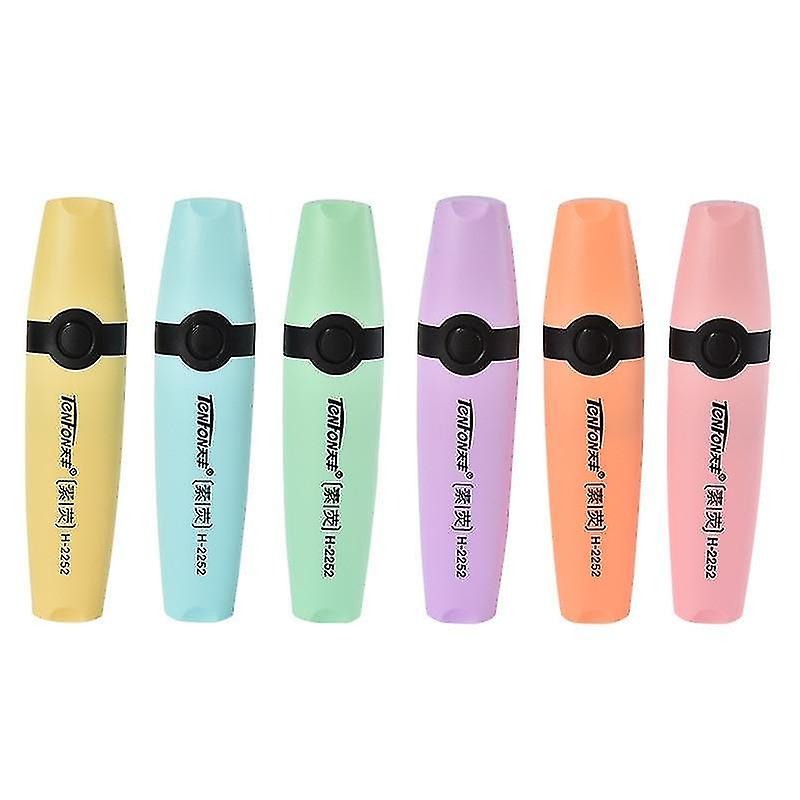 6 Pcs/pack Flat Single Head Highlighters Markers