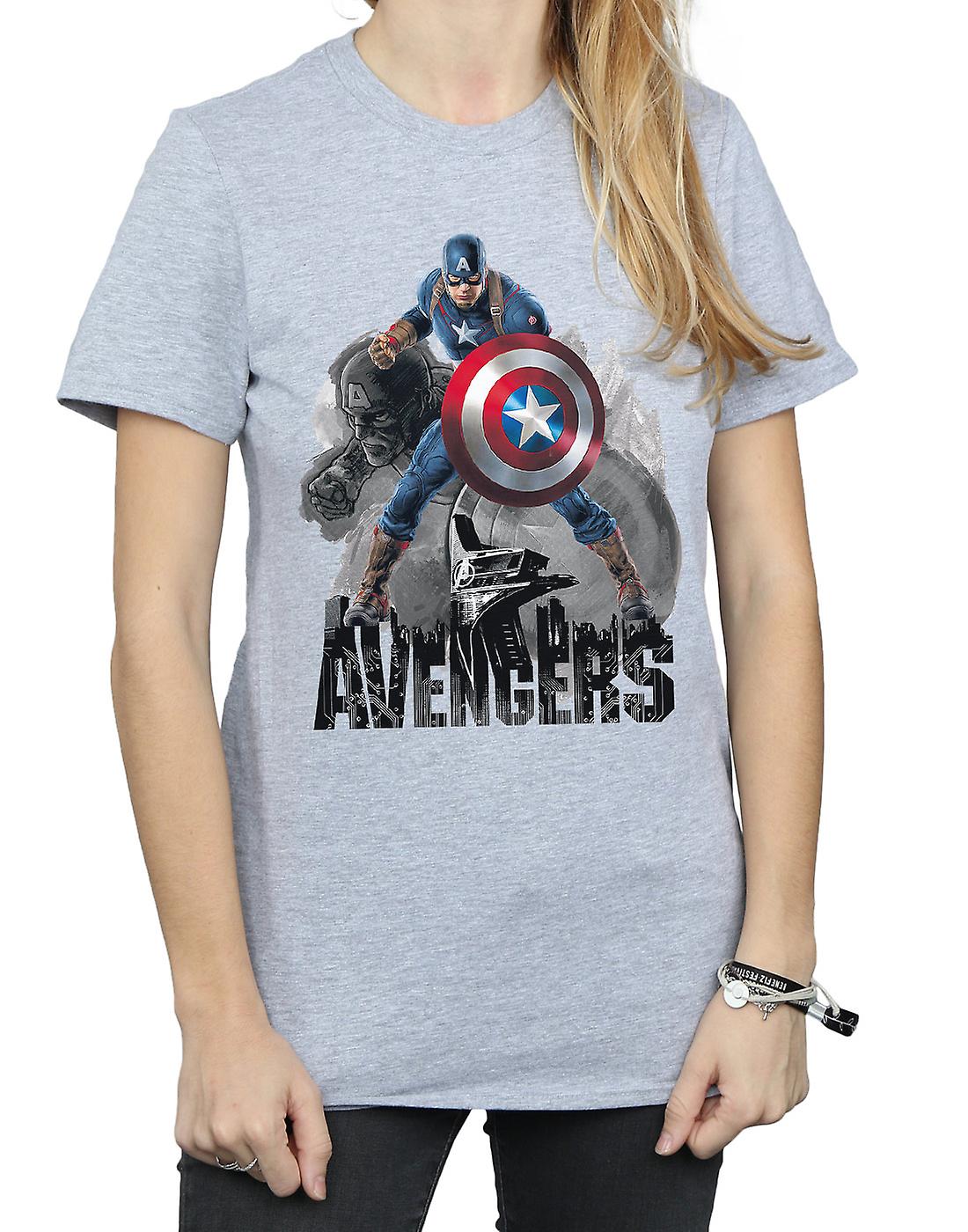 Marvel Women's Captain America Action Pose Boyfriend Fit T-Shirt