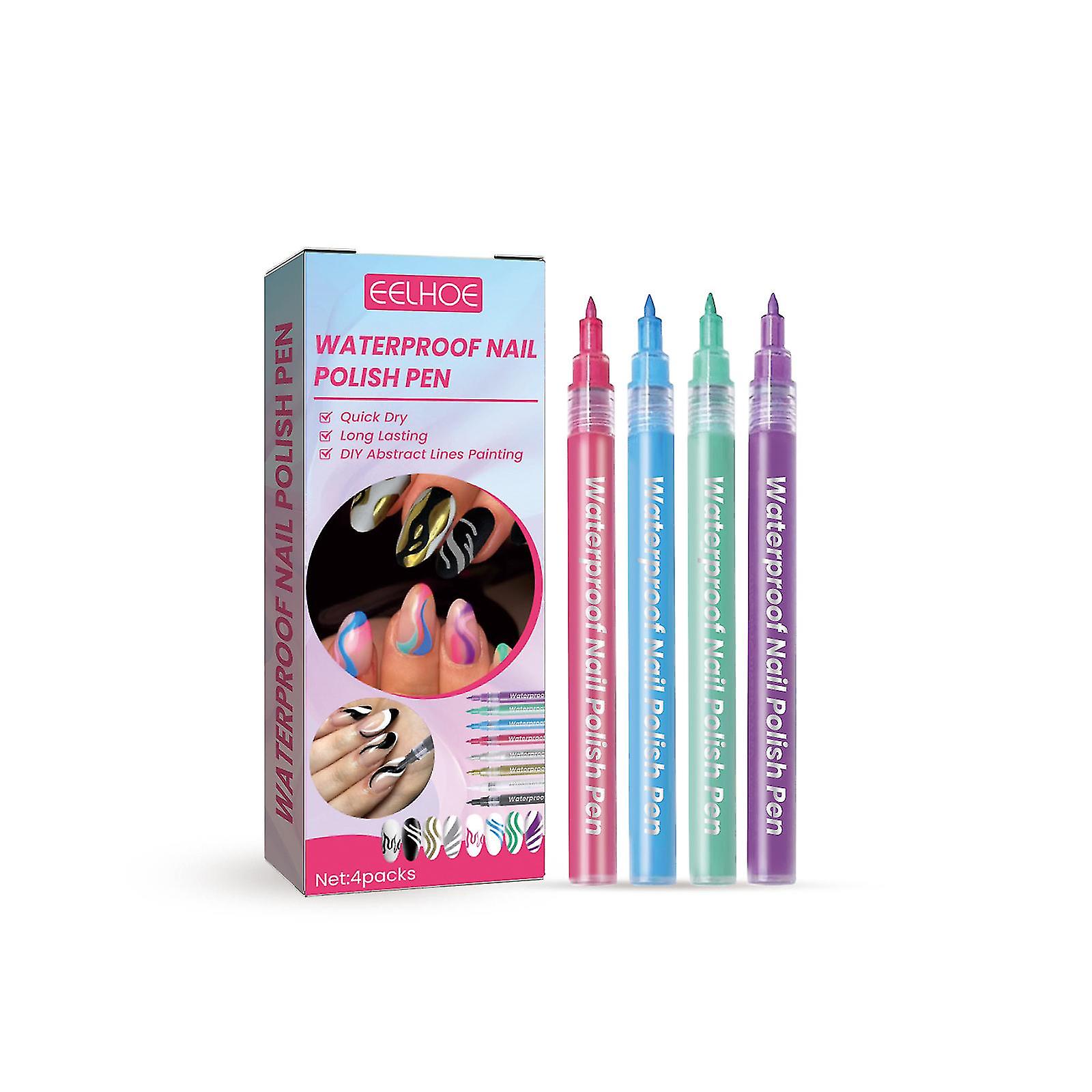 أدوات مانيكير القلم مانيكير للماء قلم الكتابة على الجدران قلم خط التلوين للماء لا يلطخ قلم الأظافر 4 قطع