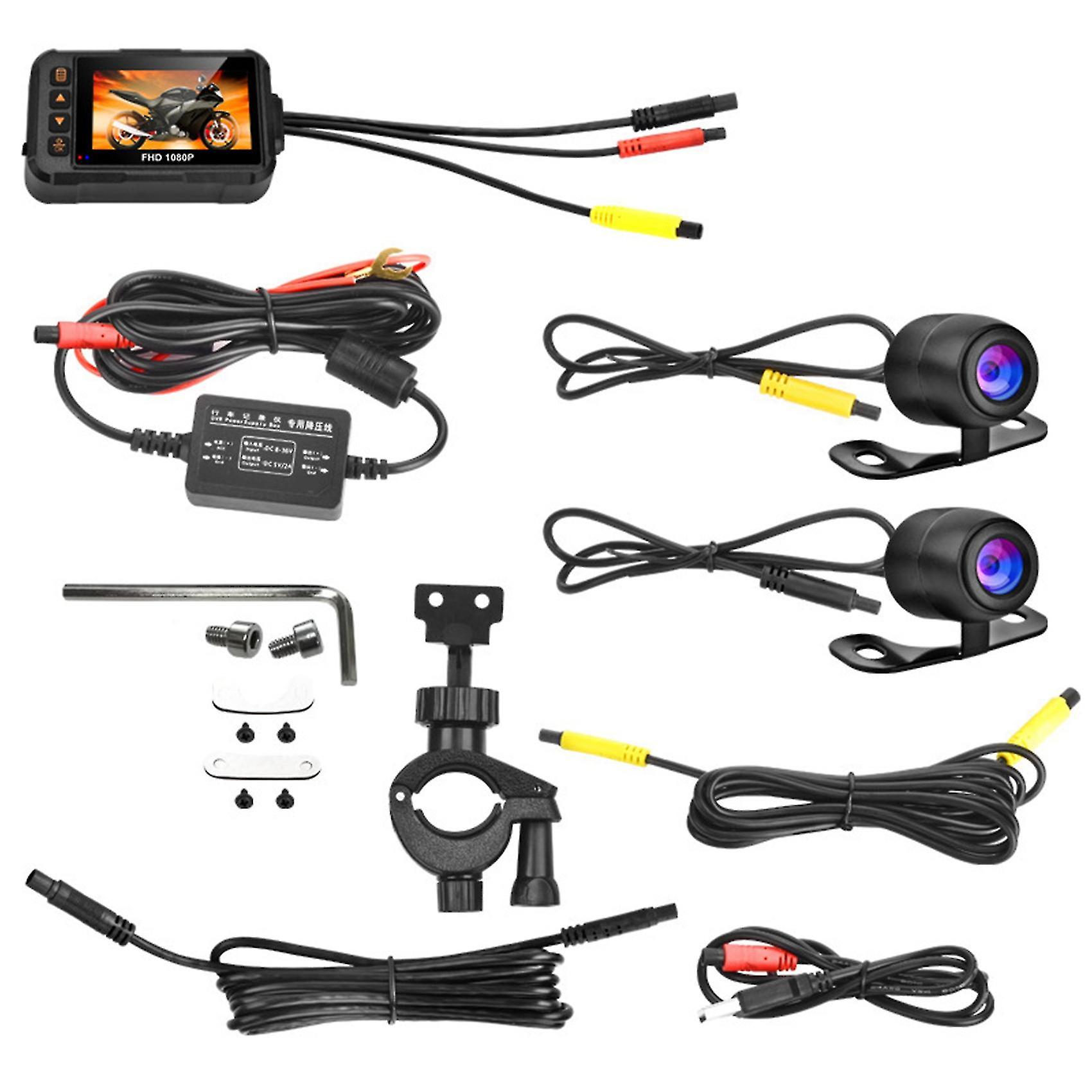 1080p防水オートバイカメラDVRオートバイドライブレコーダー3インチフロント&リアカメラビデオレコーダーTY