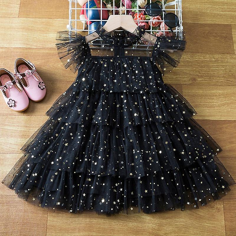 Birthday Party Kids Dresses For Girls Children Stars Sequins Shiny Vestidos Girl Elegant Prom Evening Princess Summer Ball Gowns