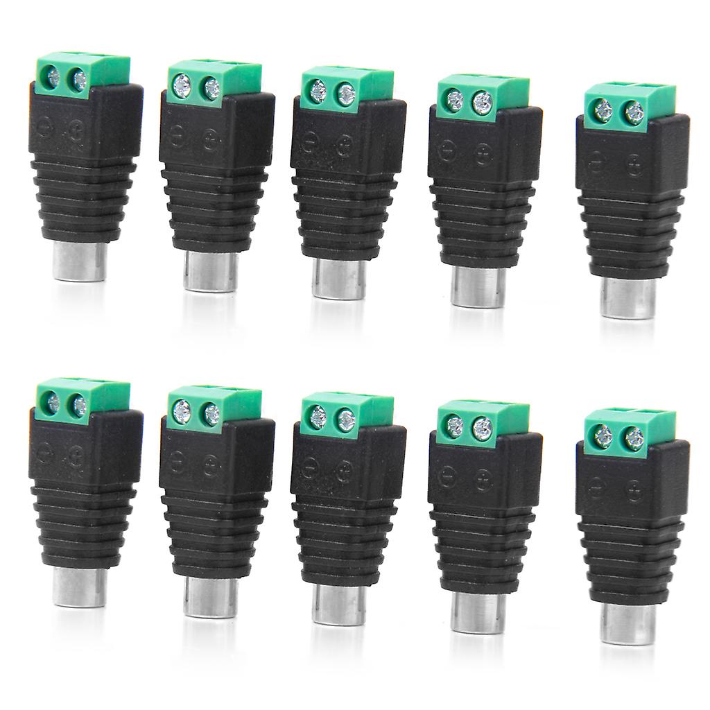 10 x RCA Plug Female Power Cable Adaptor Connector for CCTV Camera