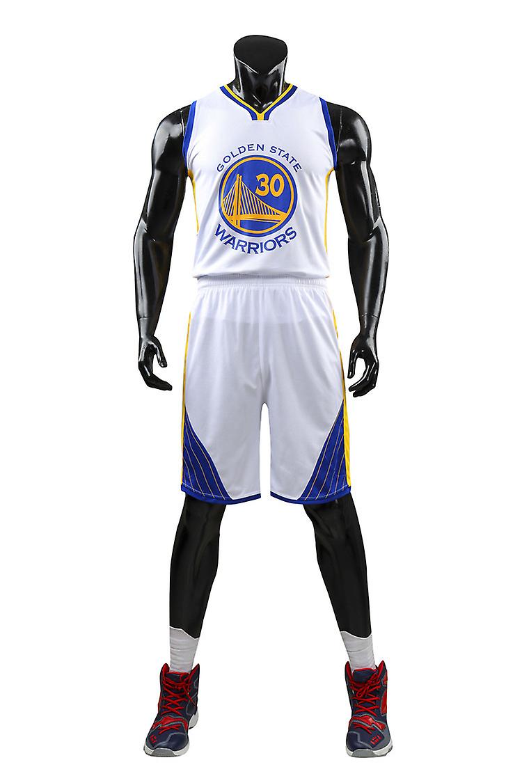 Warriors White No.30 Sleeveless Undershirt Jersey Adult Basketball Uniform Set