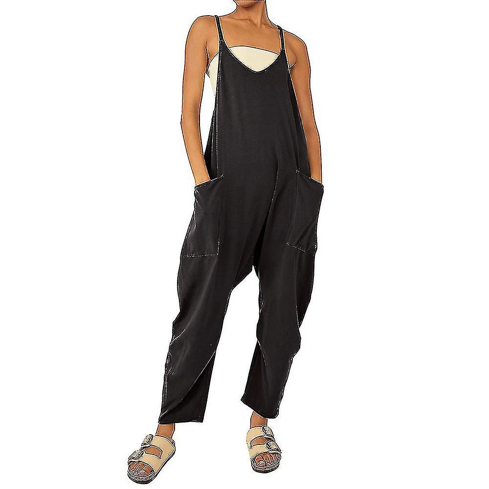 Kvinders afslappede overdimensionerede overalls Harem lange cykelbukser Dungarees Baggy jumpsuit