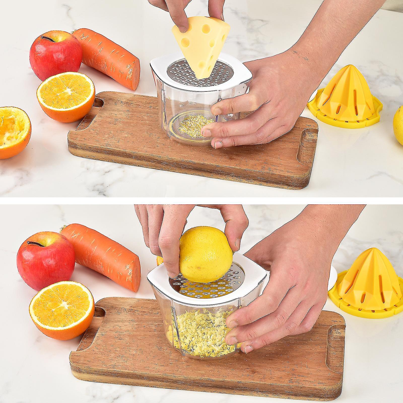 Manual Citrus Lemon Juicer Grater Squeezer Fruit Kitchen Press Potato Cutter Chopper Built-in Measuring Cup Grater