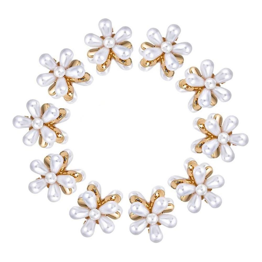 10pcs וינטאג 'מיני דמוי ציפורני פנינה קליפסים - מתוק מלאכותי פוני קליפס אביזרי שיער דקורטיביים לנשים & נערות