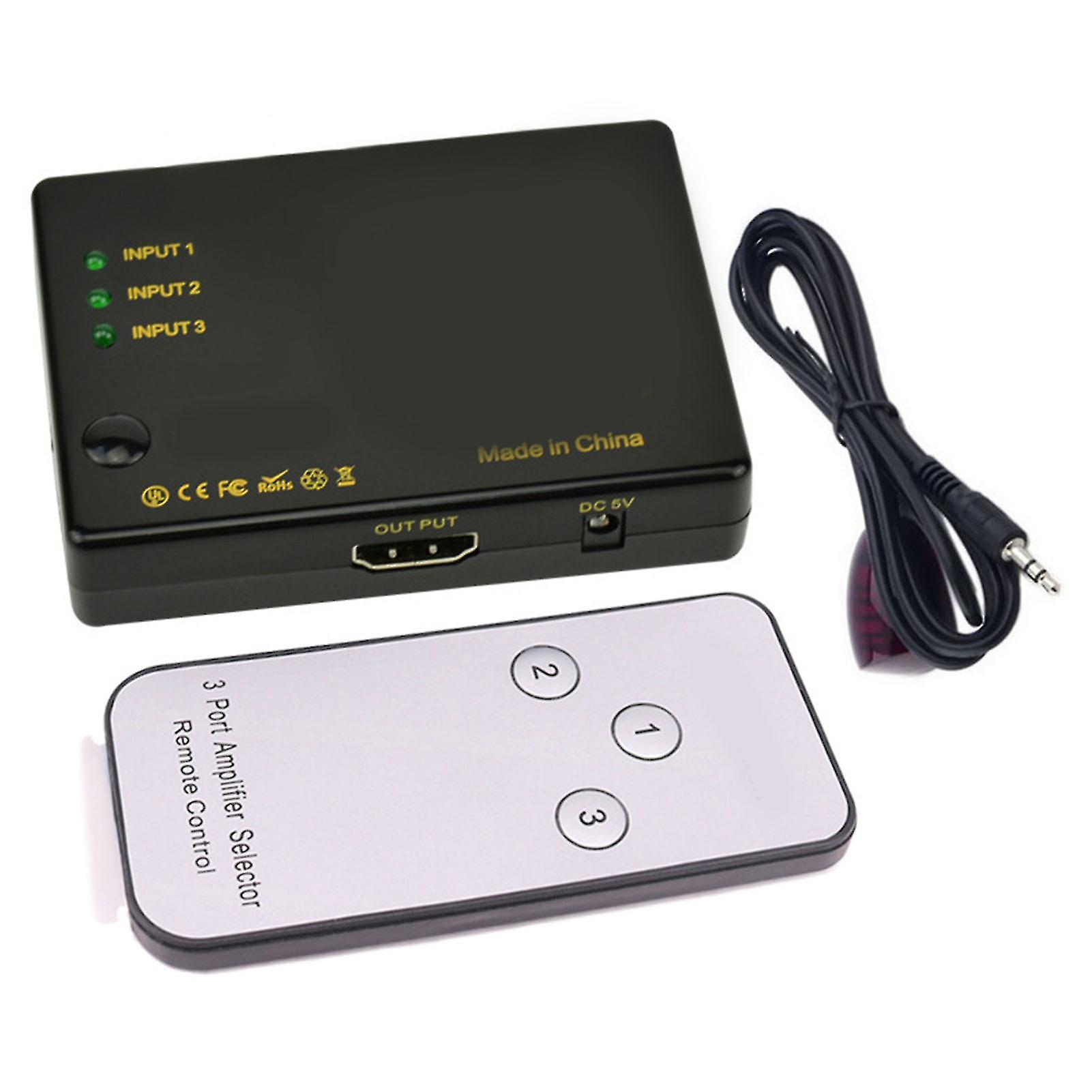 4K HD Multimedia Interface Switcher 3 in 1 Out IR Remote Control HD Multimedia Interface Splitter