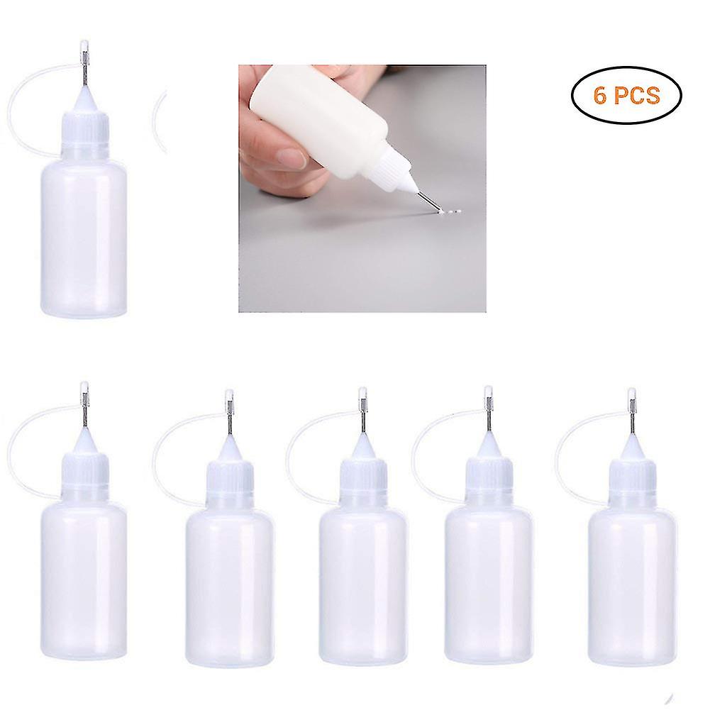6Pcs 30ml Needle Tip Glue Bottle DIY Paper Art Quilling Tool Bottle Needle Bottle Applicator