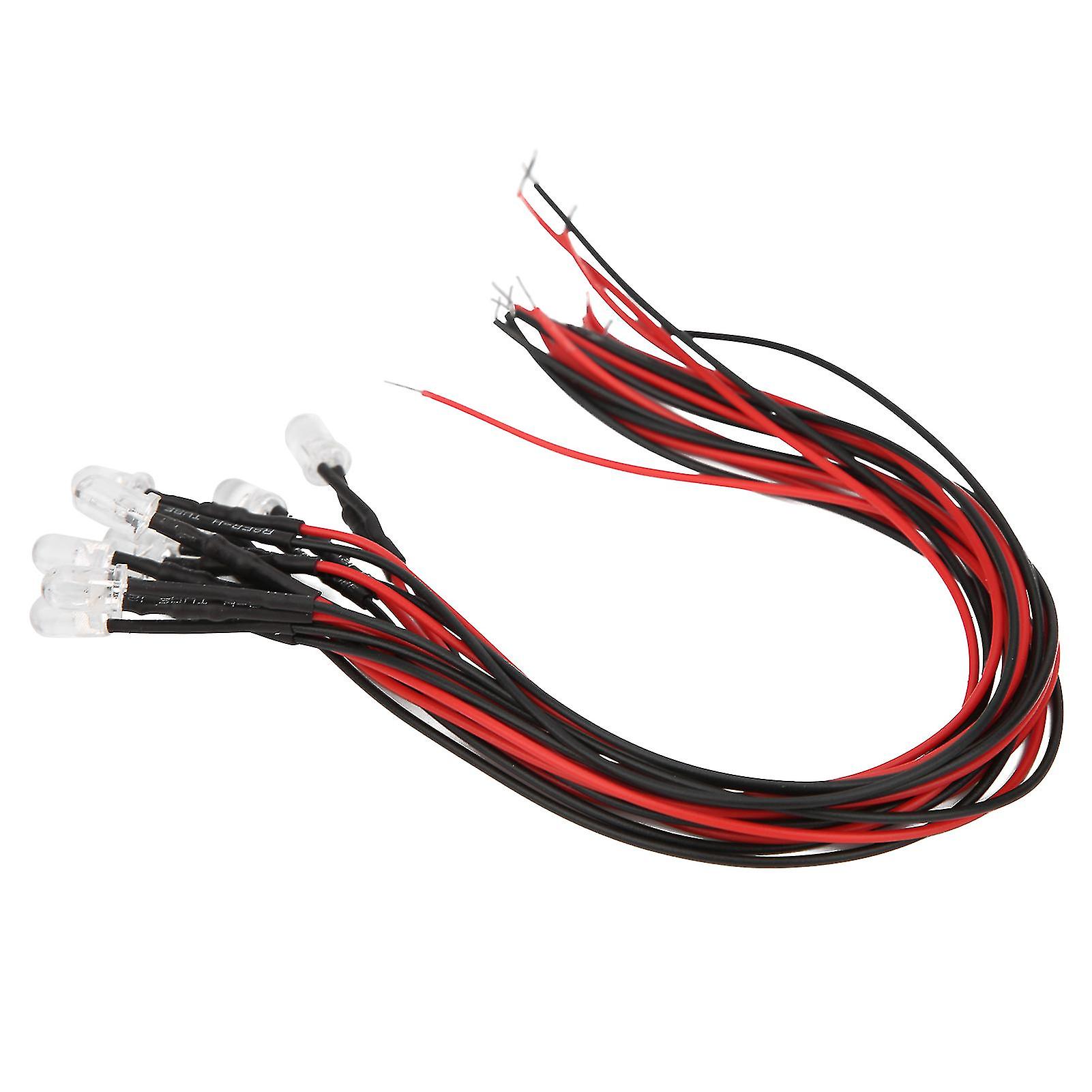 50Pcs 5mm Wired LED Indicator Lights 12V 20cm White-Pink