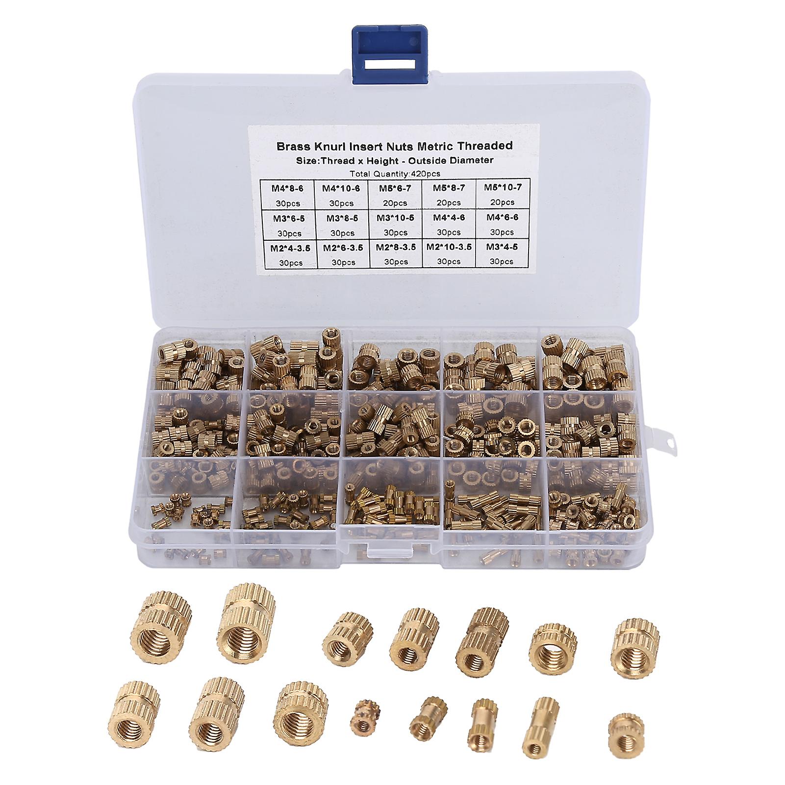 420 Pcs Femelle Écrou Fileté En Laiton Intégré Set Kit M2 M3 M4 M5 pour Téléphone Ordinateur Jouet