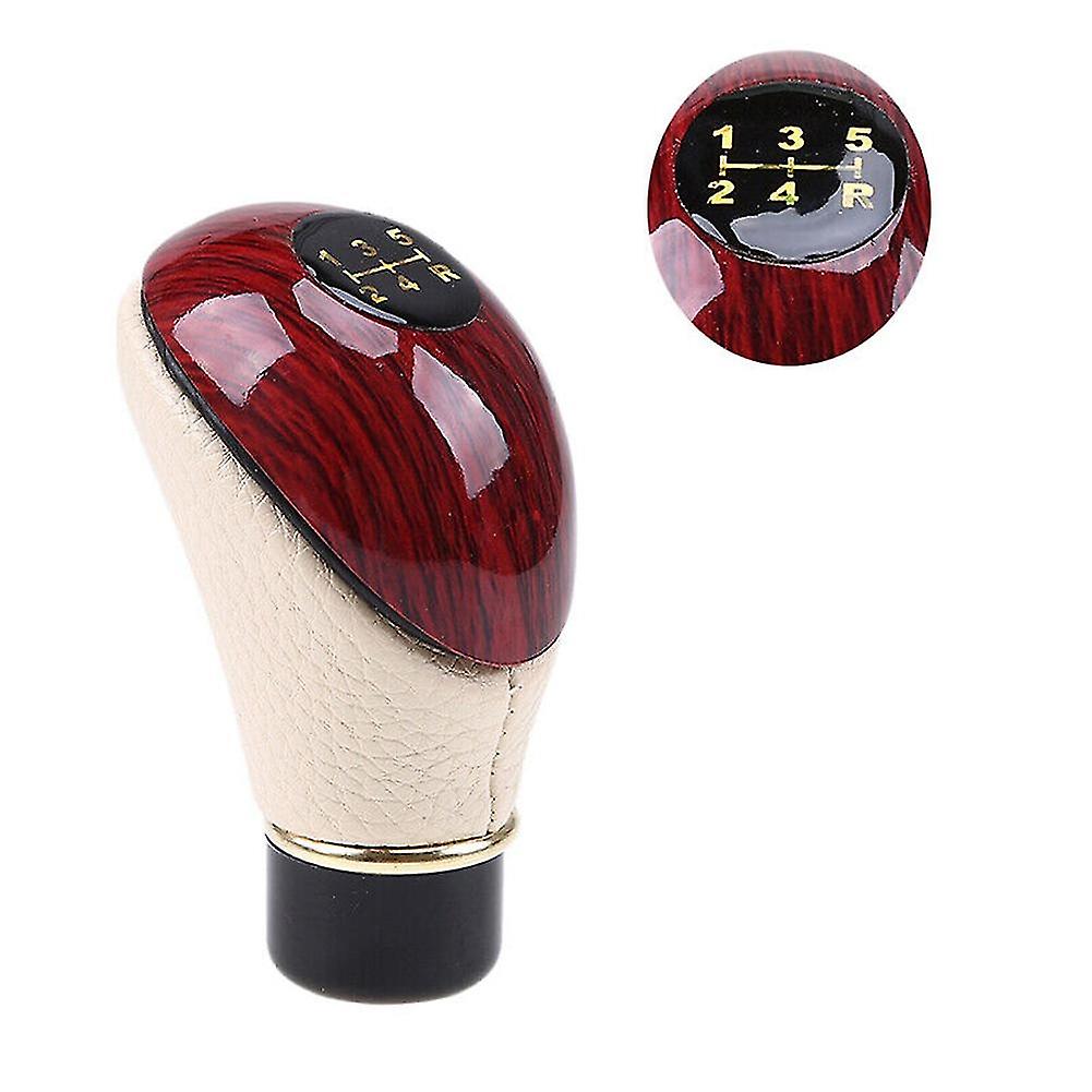 Durable High Quality New Car Shifter Lever Stick Shift Knob Handle 1pc 1x 5 Speed Abs+leather Beige/