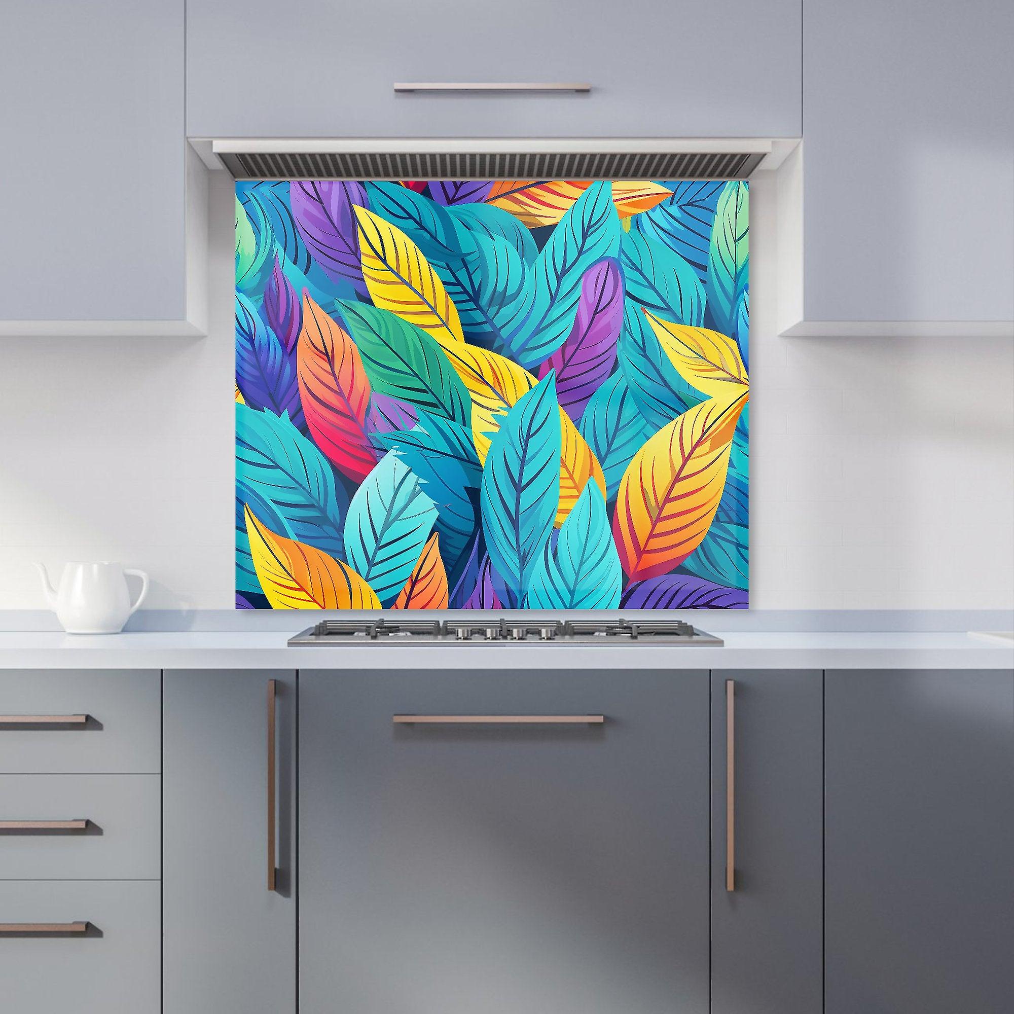 Bright Colourful Leaves Kitchen Splashback