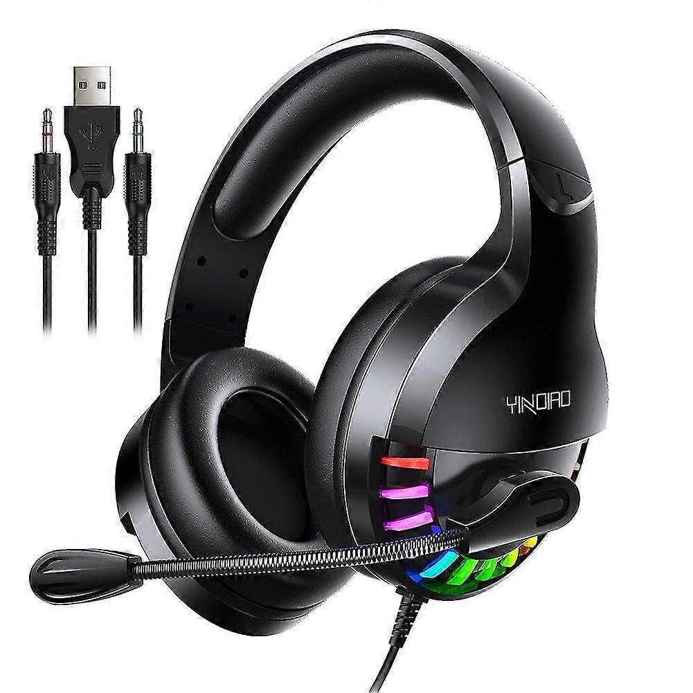 Q2 Wired Gaming Headset LED Light Headphones with Mic for Computers Laptops
