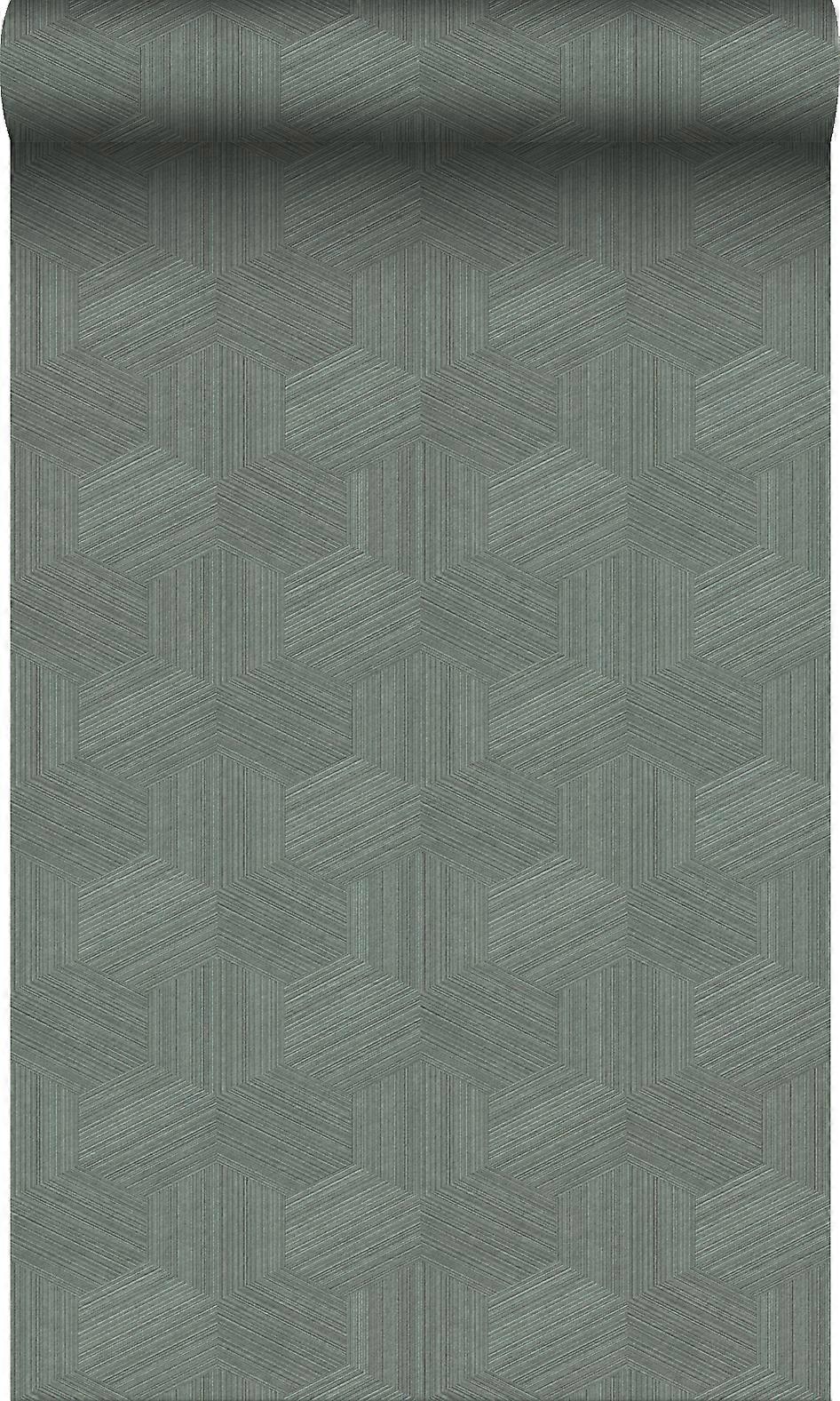 Origin Väggbeklädnader eko textur non-woven tapet grafik 3D grågrön - 50 x 900 cm - 347996