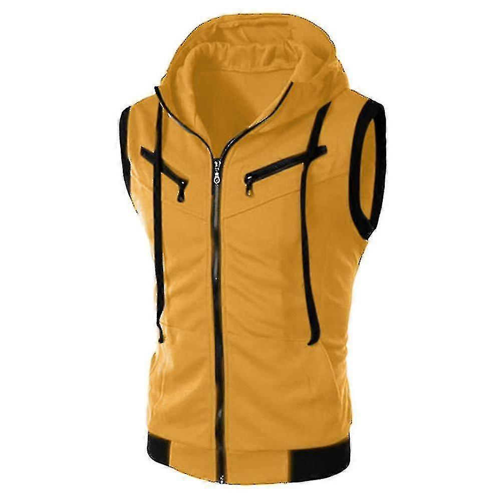 Erkekler Fermuar Up Kolsuz Gilet Kapüşonlu Kapüşonlu Yelek Sweatshirt Ceket Yelek Üst