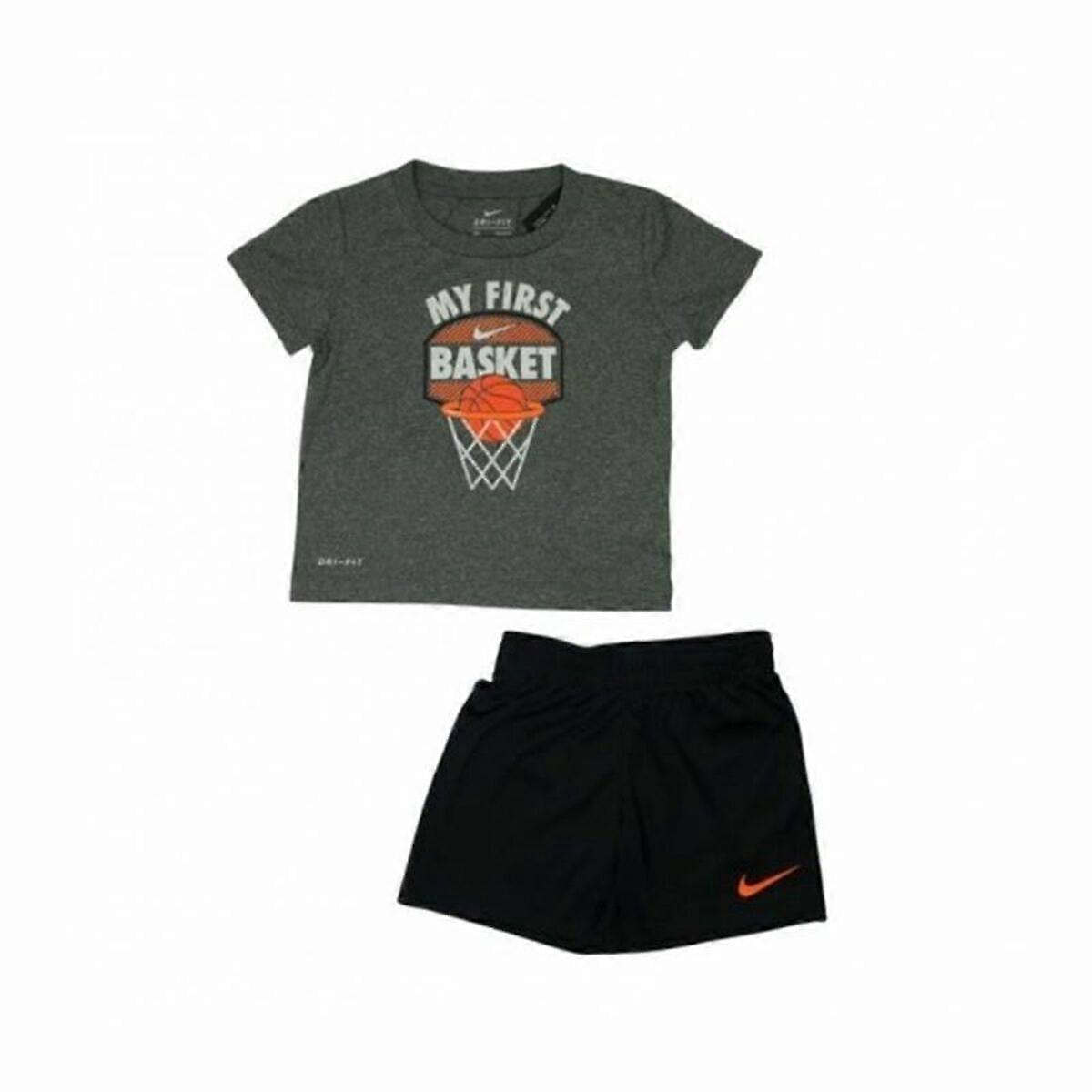 Children's Sports Outfit Nike My First Basket Black Grey 2 Pieces