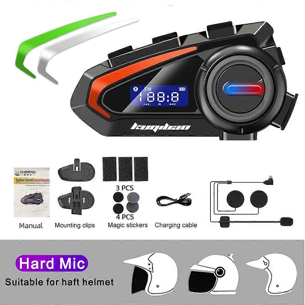 Motorcycle Bluetooth Helmet Headset V5.1 Voice Control Roise Reduction Waterproof Wireless Headphones FM Radio with Tri-color~12097