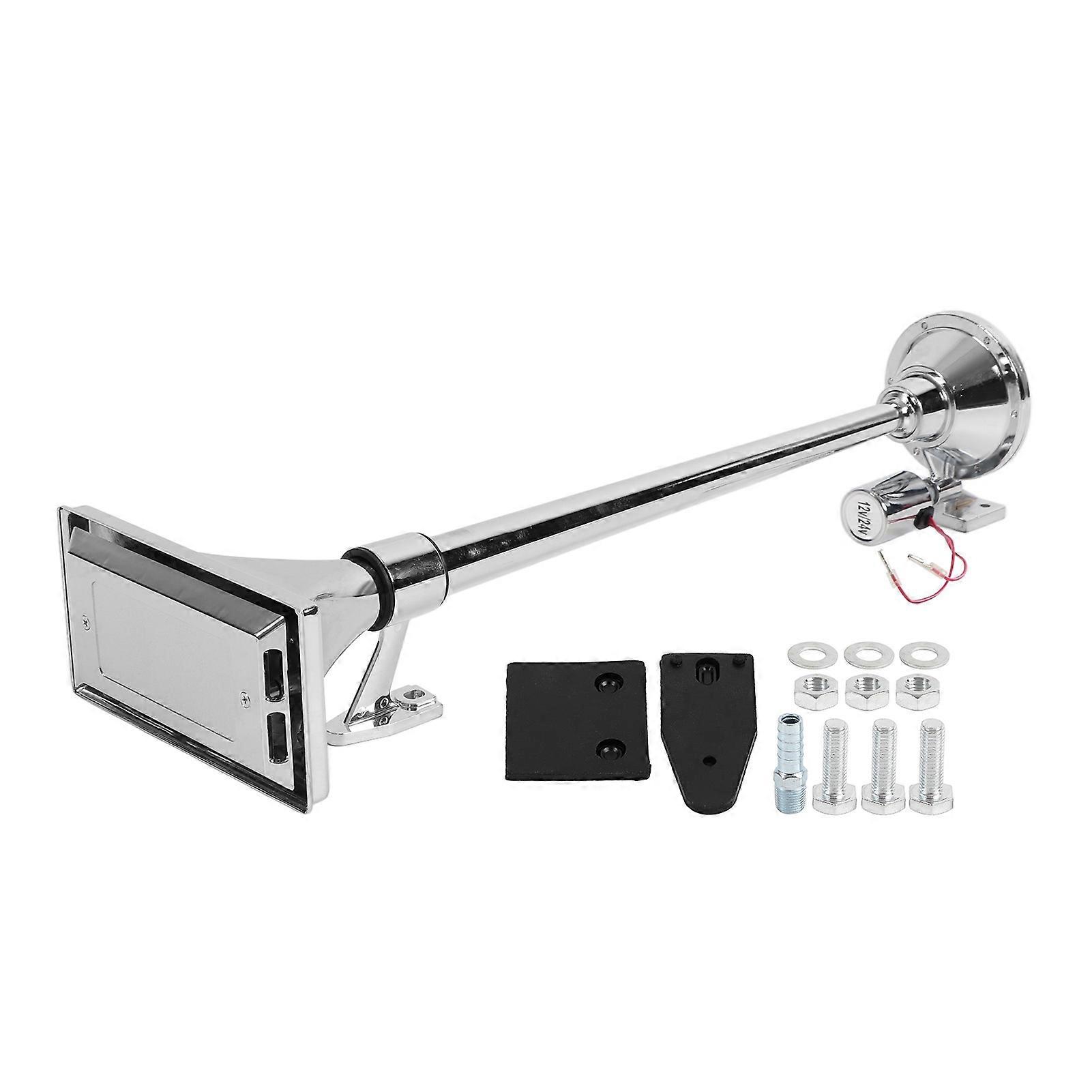 Drucklufthupe, elektronische Einzeltrompete, superlaut, 145 dB, Hupe aus Zinklegierung mit Abdeckung für Semi-Pickup, Wohnmobil, SUV, 12 V/24 V