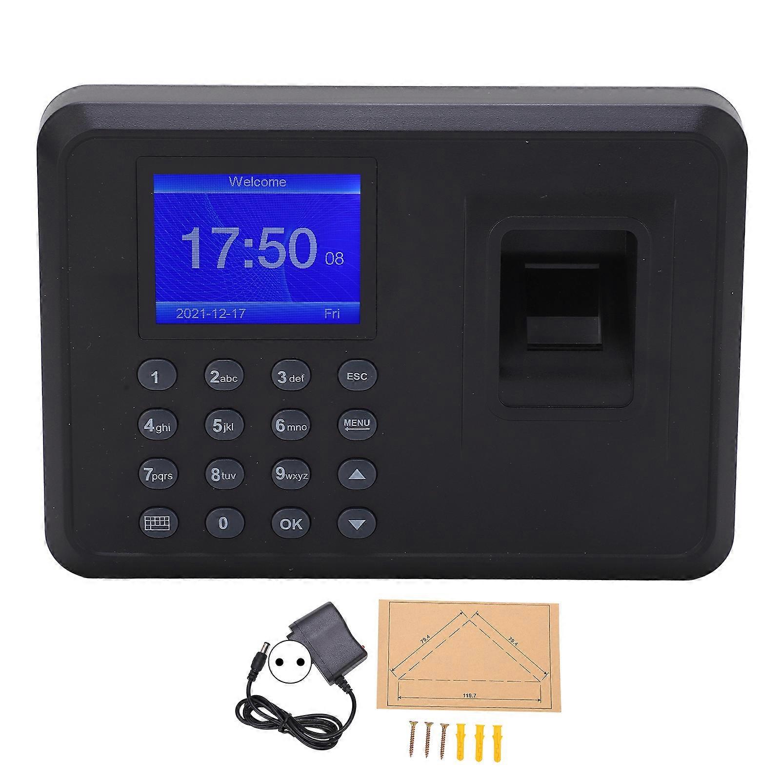 Fingerprint Attendance Machine 2.4in Screen Fast Identification DC5V/1A Password Time Recorder for Company AC100?240VEU Plug English