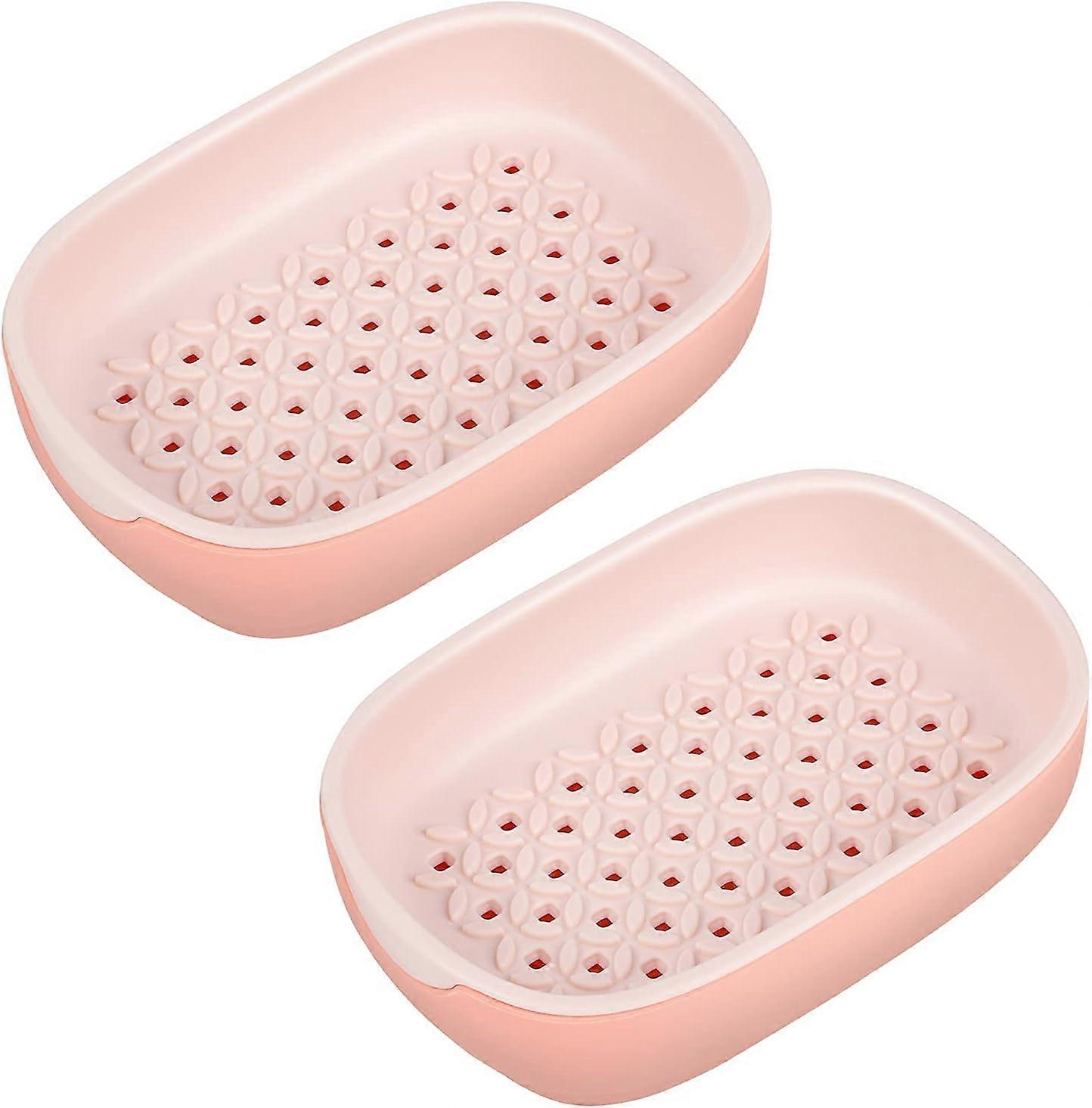 2 PCS Household Soap Dish, Thickened and Enlarged Drain Soap Dish, Soap Dish with Compartment Shape (Blue)