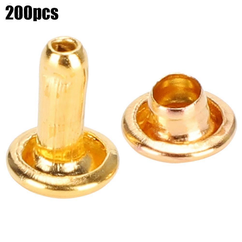 200 件双圆帽铆钉紧固件片皮鞋包包服装配件仿金 6 x 8mm 双圆帽铆钉