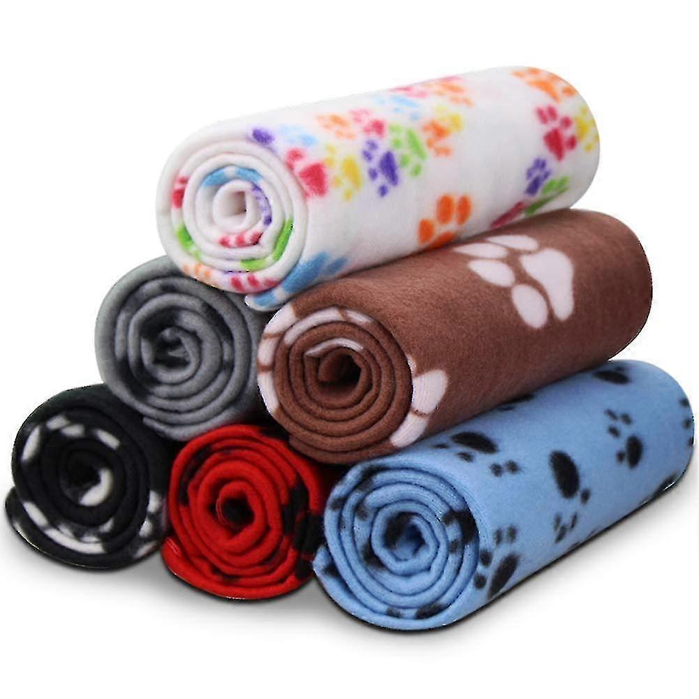 6pcs Warm Paw Print Blanket/bed Cover For Dogs And Cats