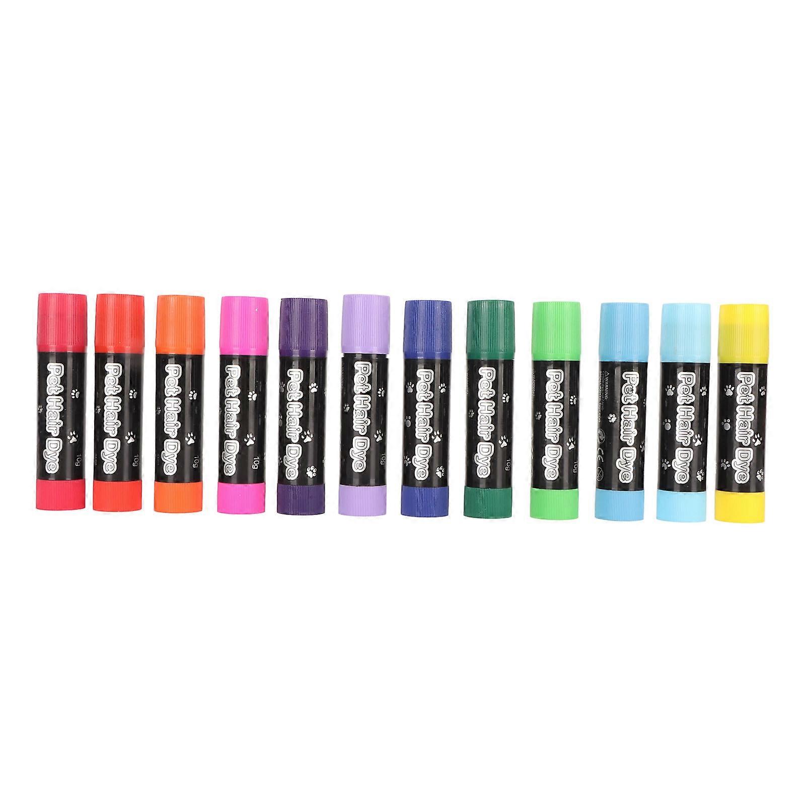 12PCS Pet Paint Pens DIY Temporary Pet Fur Color Crayons Washable Dye for Dogs and Cats