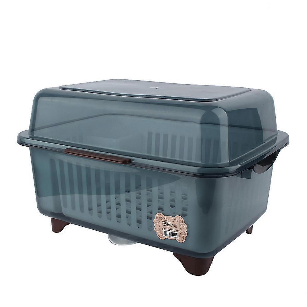 Kitchen Cupboard Plastic Dish Drainer Rack Storage Box Bowl Rack Shelf (Grey)