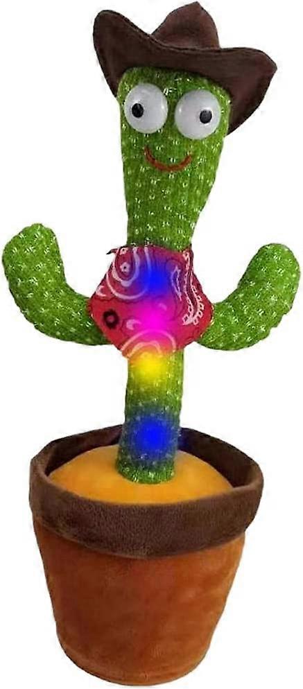 Repeating Cactus Toy with 120 Songs, Hawaii Dancing Parrot Cactus Plush Toy 32CM - Battery Powered