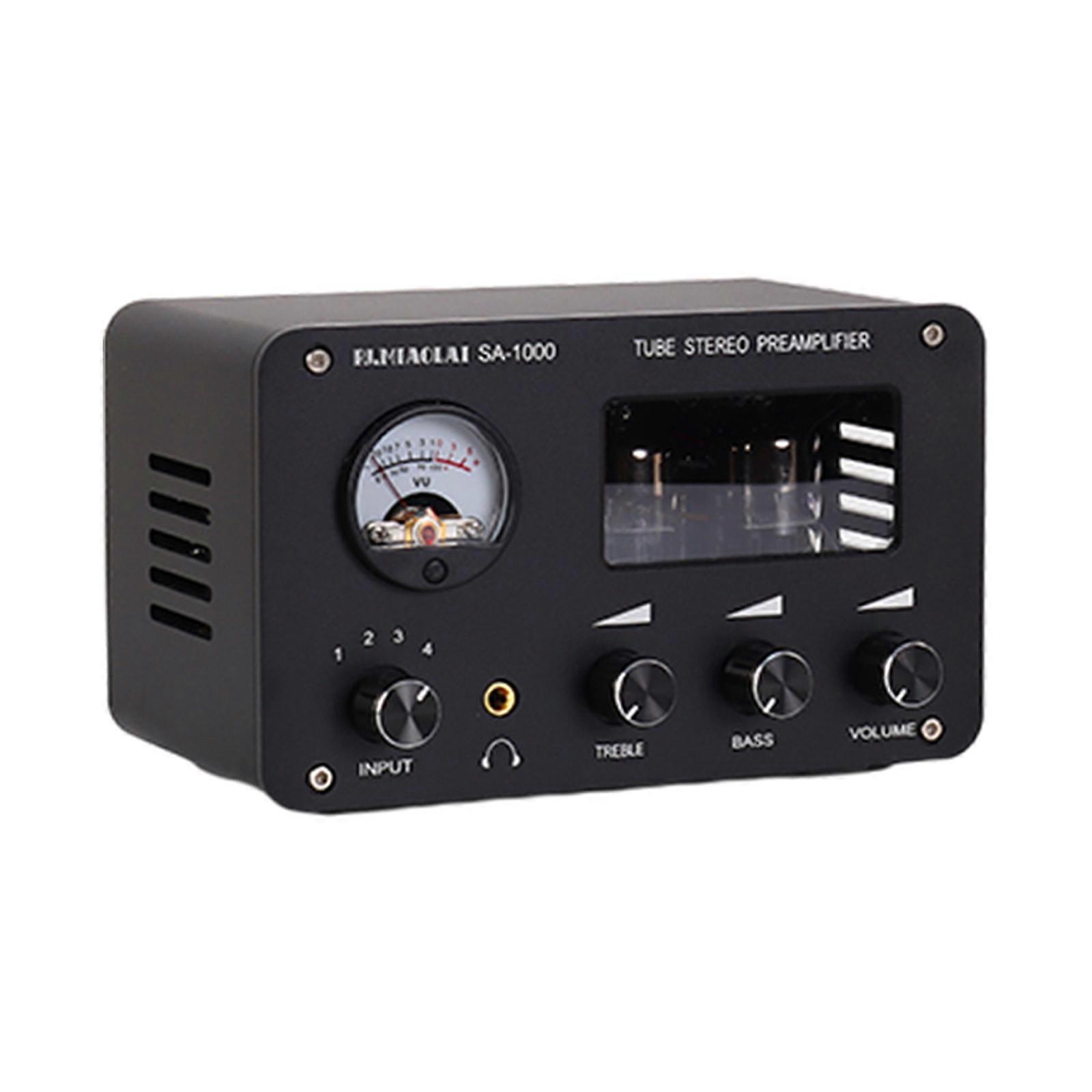 4-Way HiFi Tube Preamp Stereo Audio Switcher/Splitter Dual RCA and Headphone Outputs, Built-In Soviet 6H3N Tubes