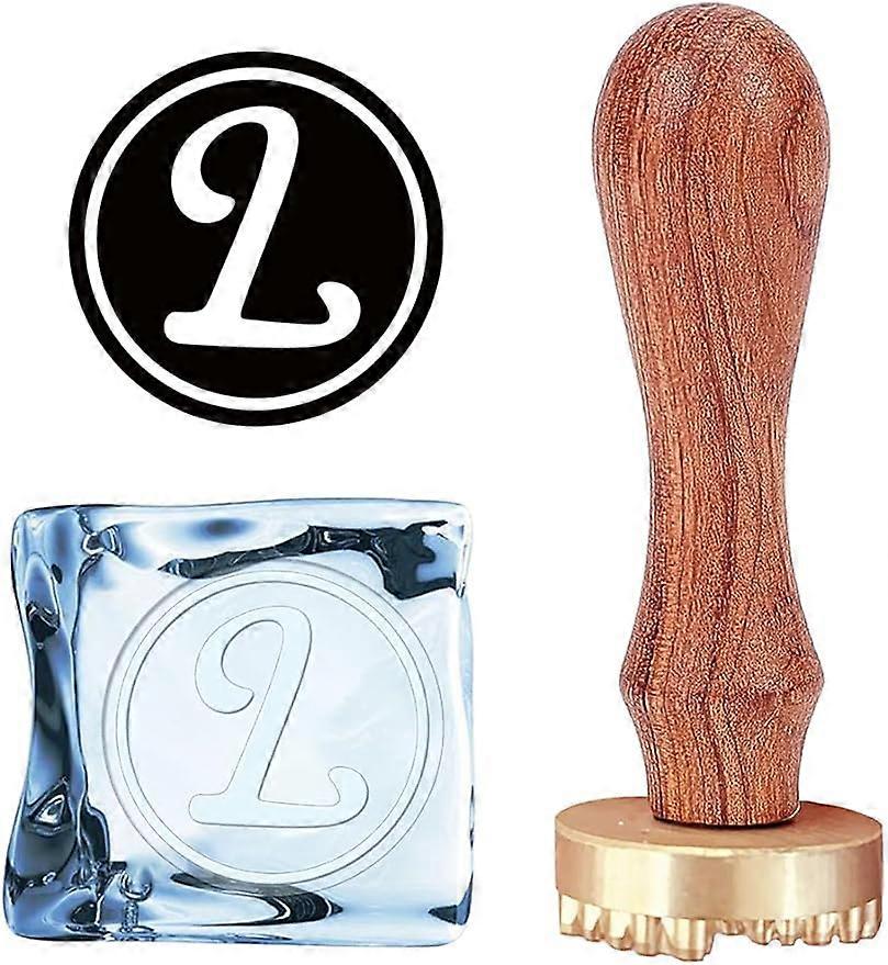 Letter Ice Stamp L Ice Cube Stamp Ice Branding Stamp with Removable Brass Head & Wood Handle Vintage Ice Stamp