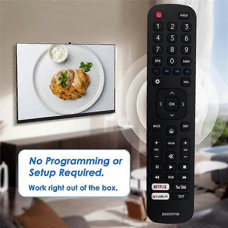 EN2X27HS Telecomando sostituito -VINABTY-fit per telecomando Hisense Smart TV EN2X27HS EN2AK27H T193219 32N2170HW 39N2170PW 40A5700FA H65N5300 H55N5305 H43N5305 49N2170PW