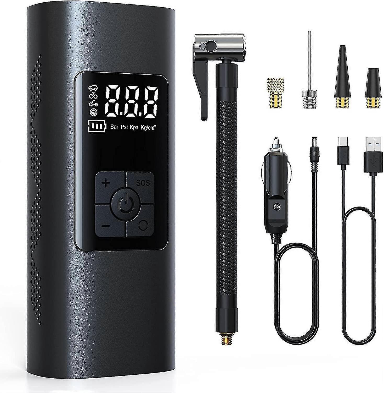 Tyre Inflator Cordless Rechargeable, 6000mah Battery Tyre Inflator 150 Psi Car Pump Electric Bike Pump Handheld Mini Air Pump Compressor Auto-off