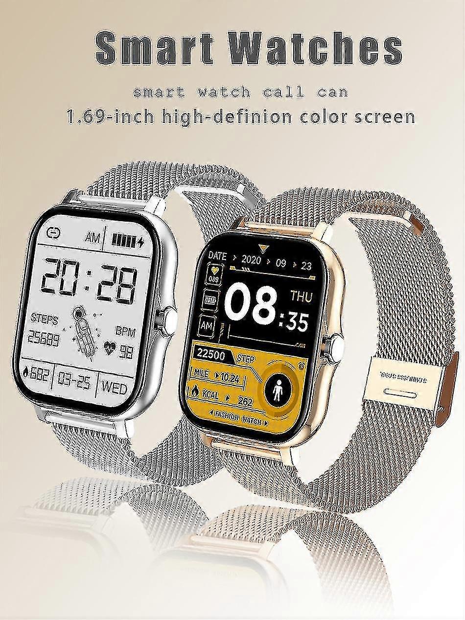 ساعة ذكية للنساء للرجال 1.69 بوصة Cor شاشة تعمل باللمس الكامل للياقة البدنية المقتفي