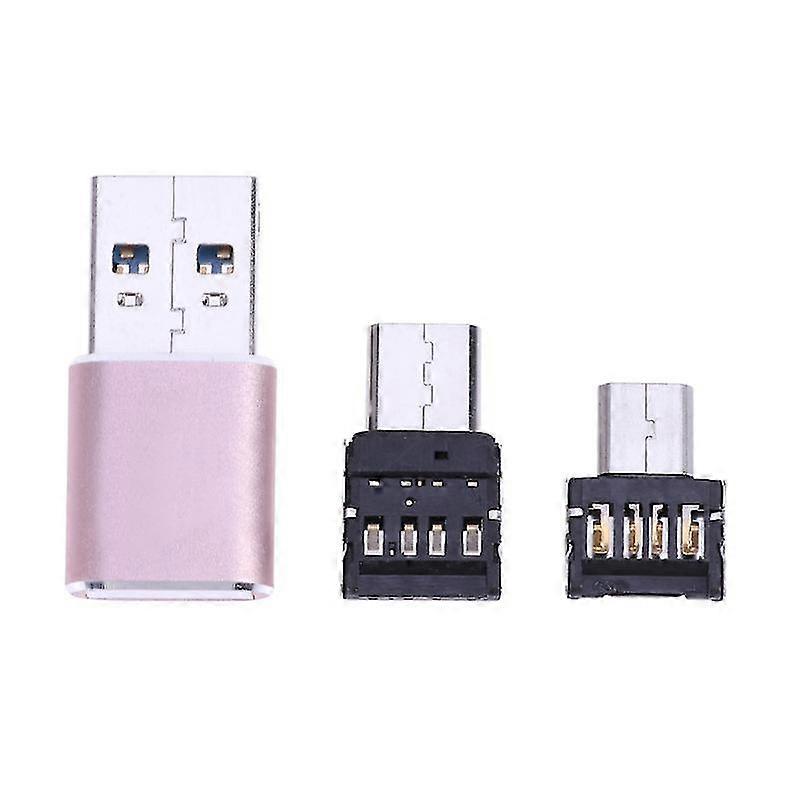 3 In 1 Reader Type-C Micro Usb 3.0 Mini Otg For Android Phones Devices (Rose Golden)