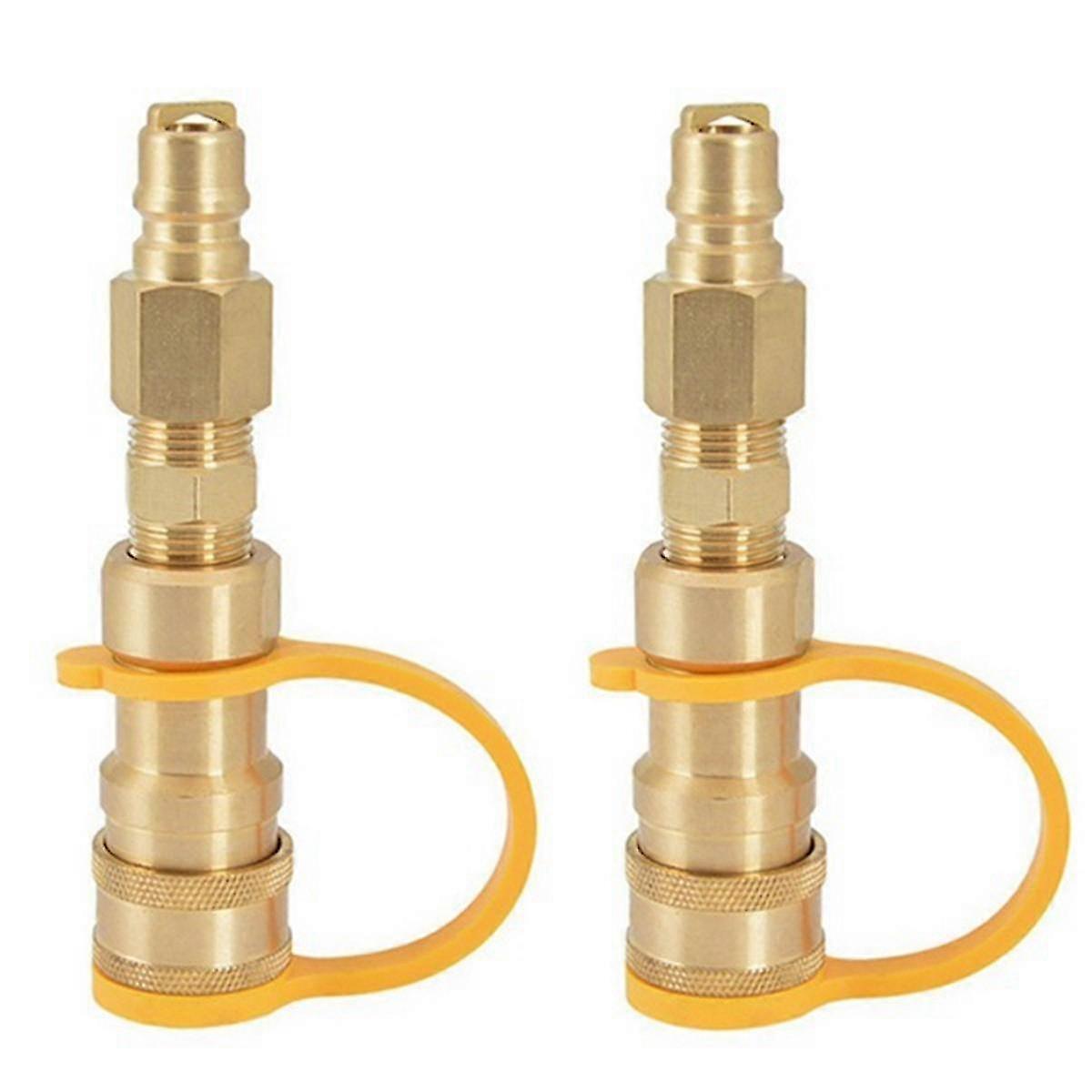 2pcs 3/8 Inch Natural Gas Quick Connect Brass Propane Adapter Fitting For Lp Gas Propane Hose Quick Disconnect