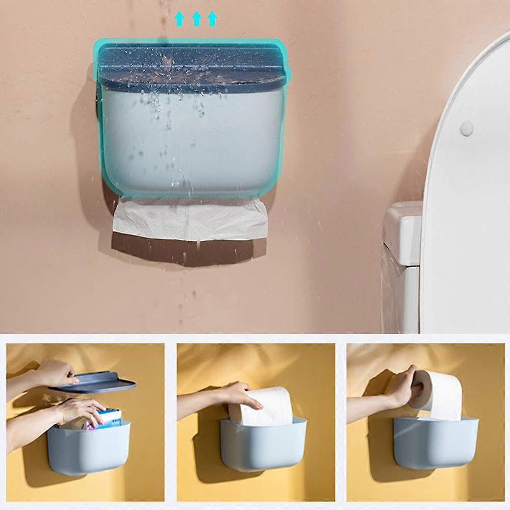 Wall Mounted Toilet Paper Holder Waterproof Multifunction Storage Shelf