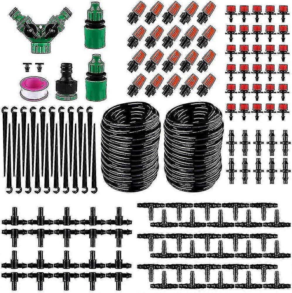 Garden Irrigation System. 30m/98ft Micro Drip Irrigation Kit Automatic Adjustable Watering
