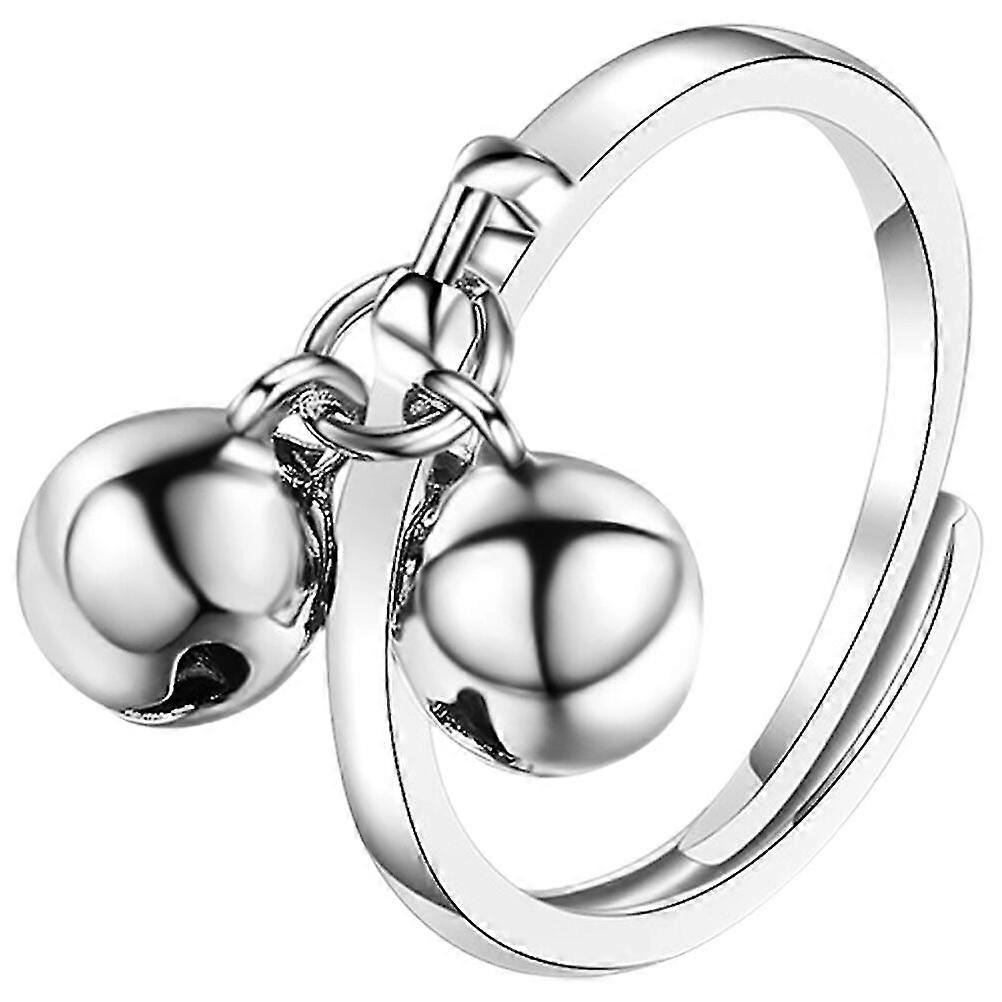 Ball Bell Adjustable Ring Double Bell Open Ring Decorative Open Ring Women Adjustable Ring