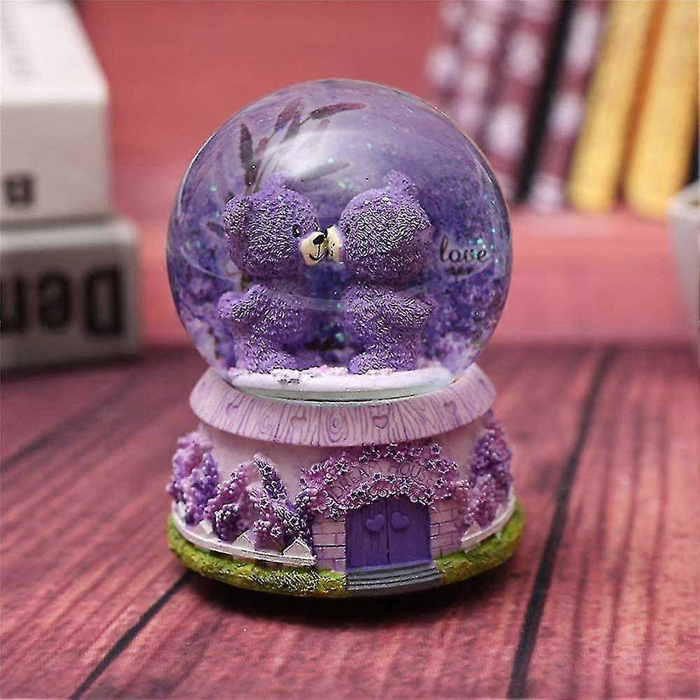 Night Light Water Globe Snow Globe Crystal Ball Music Box Gift Resin Base