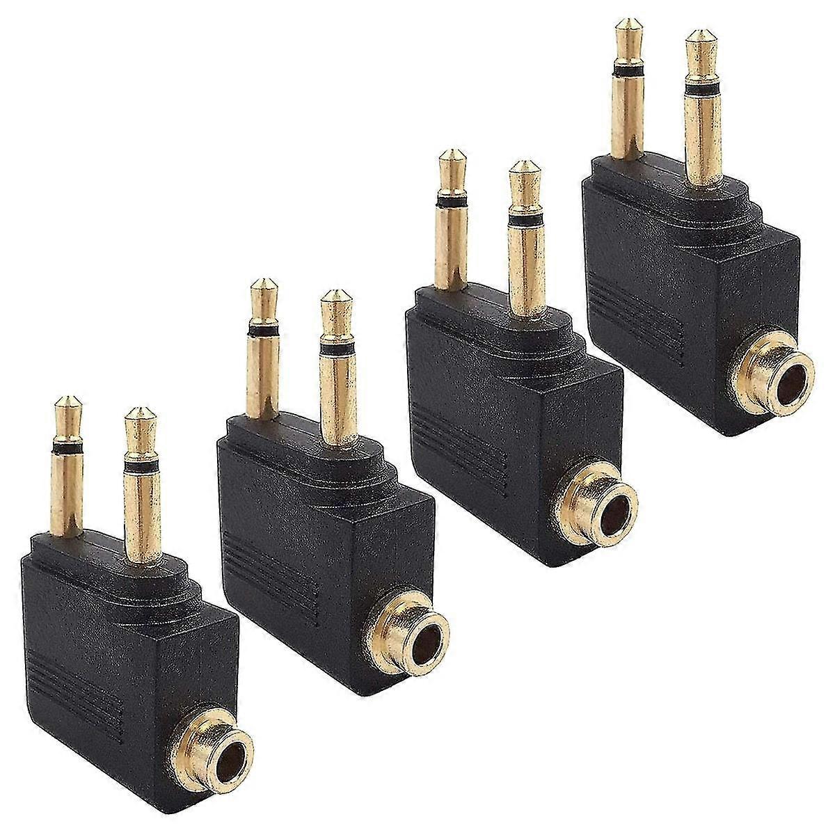 4 Pack Airplane Headphone Adapter ,airline Airplane Flight Adapters For Headphones, Golden Plated 3