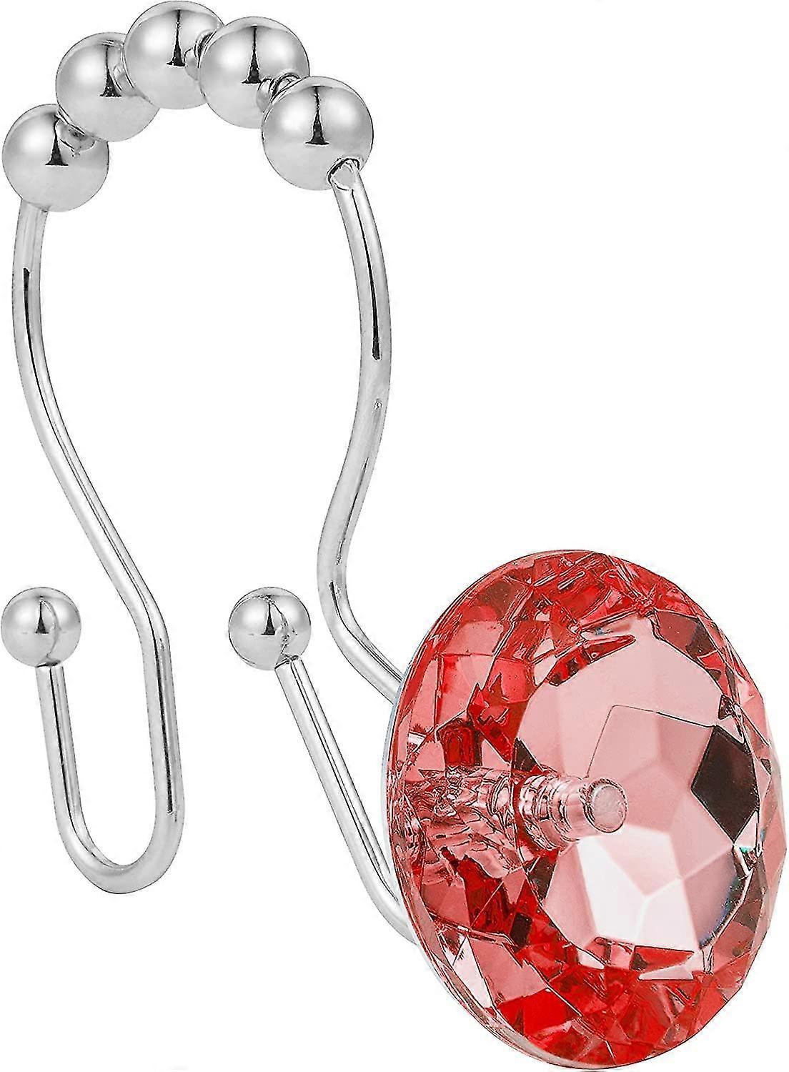 Stainless Steel Rust Resistant Double Hooks Glide Shower Ring Hangs For Both Shower Curtain And Liner 12-pack